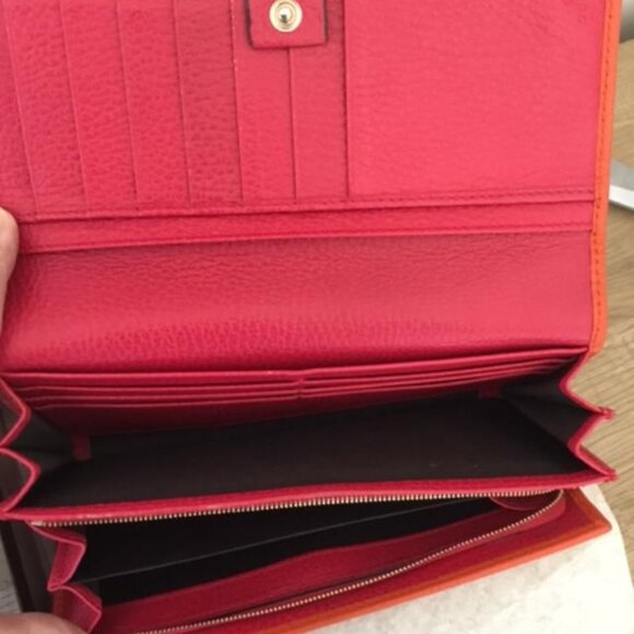 GUCCI Swing Long Wallet in Vibrant Orange Leather with Pink Interior 354498 2067 - Picture 12 of 12